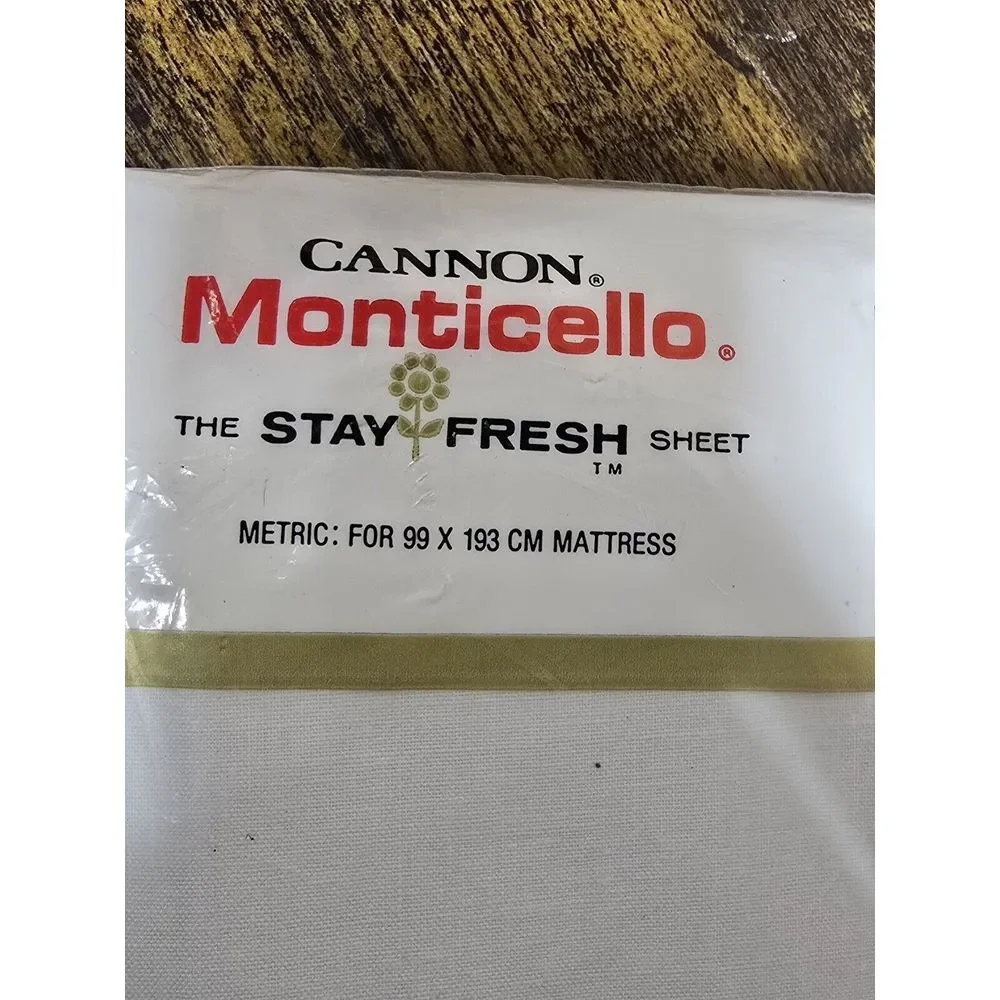 Vtg Cannon Monticello White‎ Twin Single Flat Top Bed Sheet NIP NEW NOS 66 x 96
